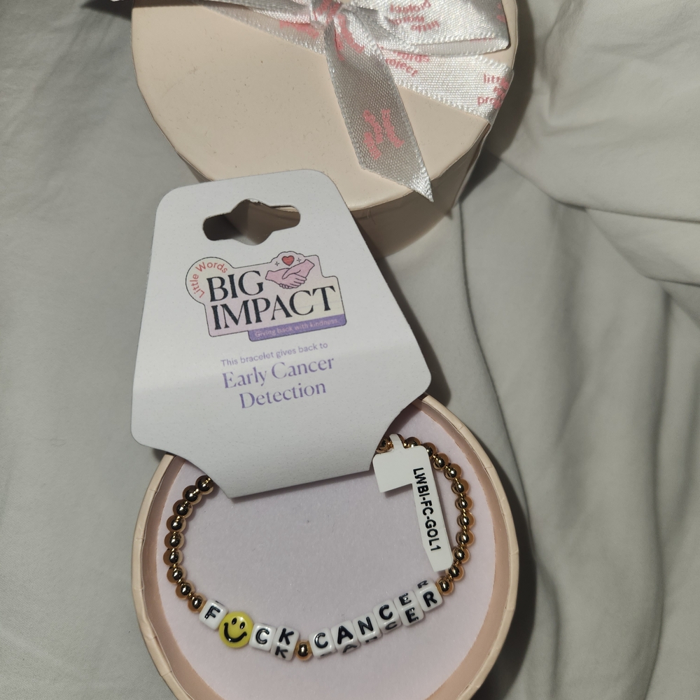 Big Impact Gold Beaded Bracelet with F*ck Cancer